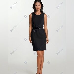 Vintage Sophisticate Black Textured Sheath Dress | Made in Canada | Belted